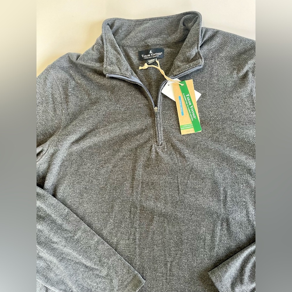 Tailor Vintage Men's 1/4 Zip Sweater NWT Size XL Comfort Stretch Pullover‎ Gray
